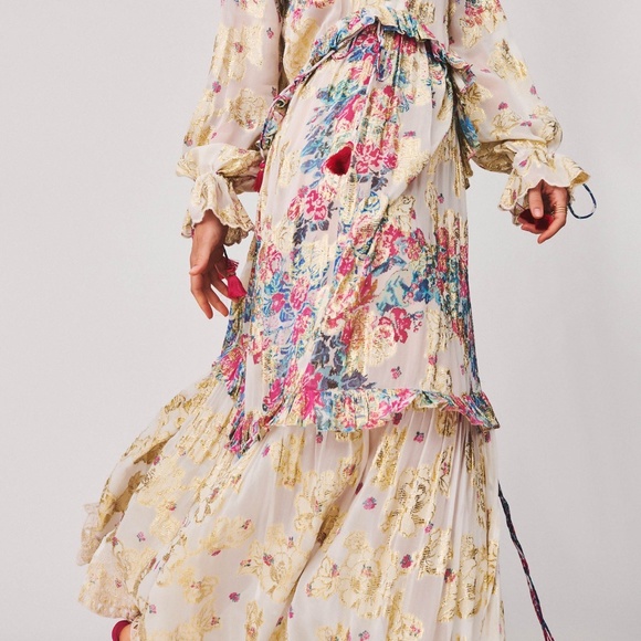 HEMANT & NANDITA Metallic Maxi Tassel Kaftan Dress - Picture 4 of 4